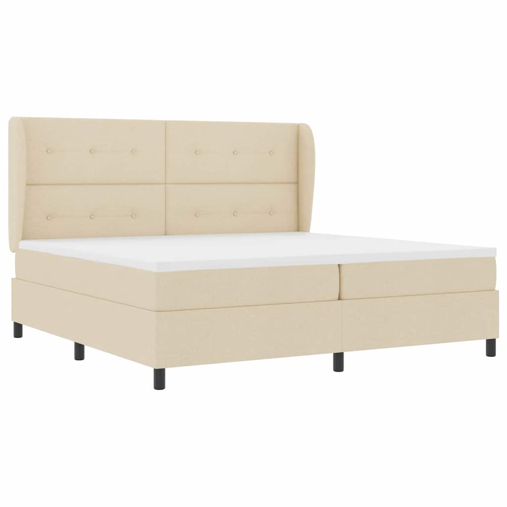 vidaXL Κρεβάτι με ελατήρια με κεφαλάρι Κρεμ 200 x 200 cm ύφασμα