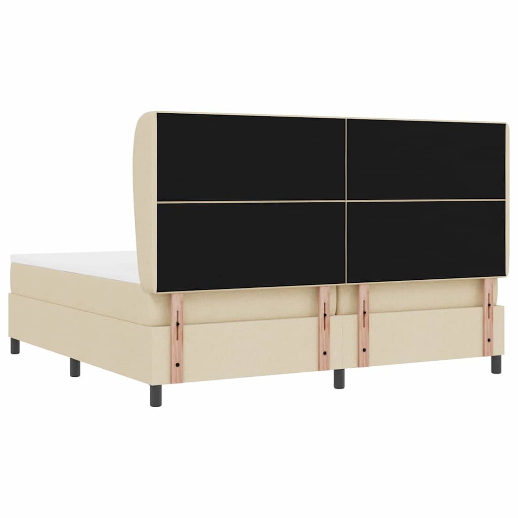 vidaXL Κρεβάτι με ελατήρια με κεφαλάρι Κρεμ 200 x 200 cm ύφασμα