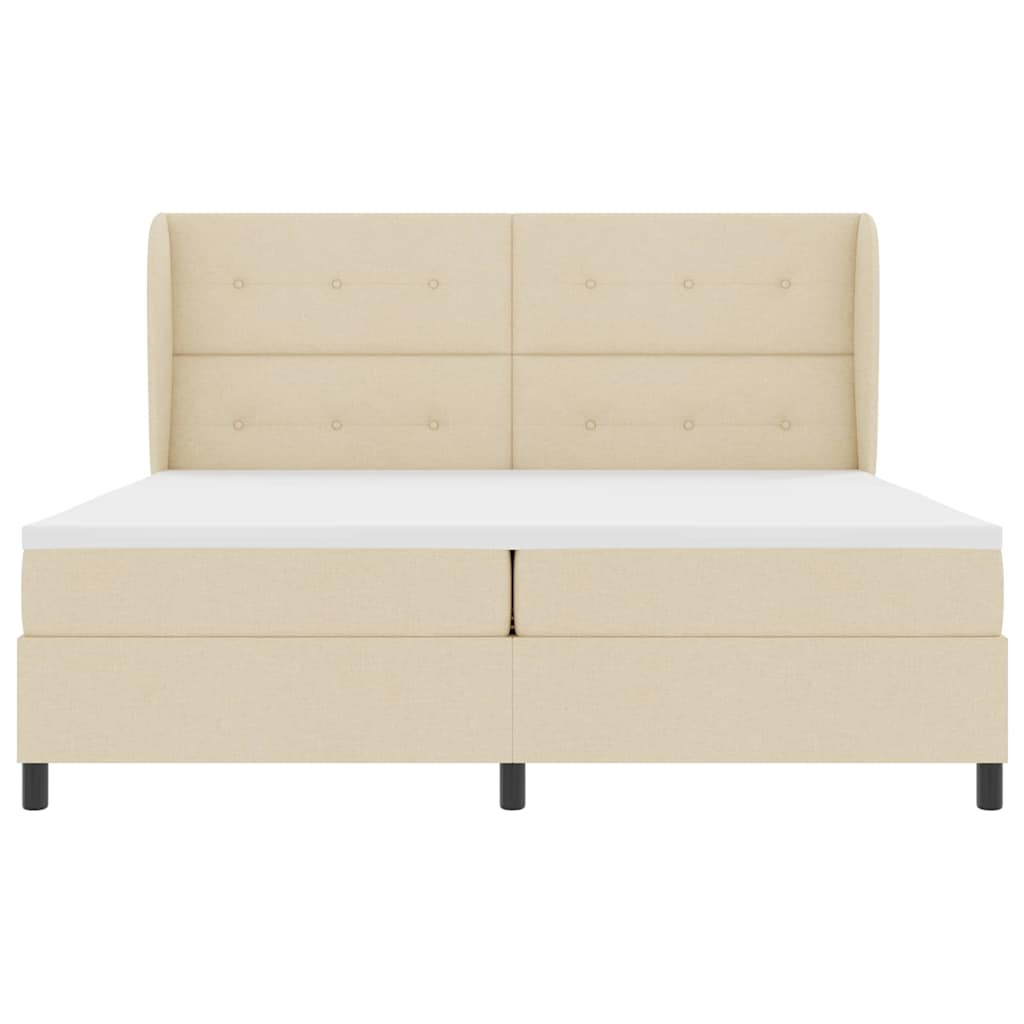 vidaXL Κρεβάτι με ελατήρια με κεφαλάρι Κρεμ 200 x 200 cm ύφασμα