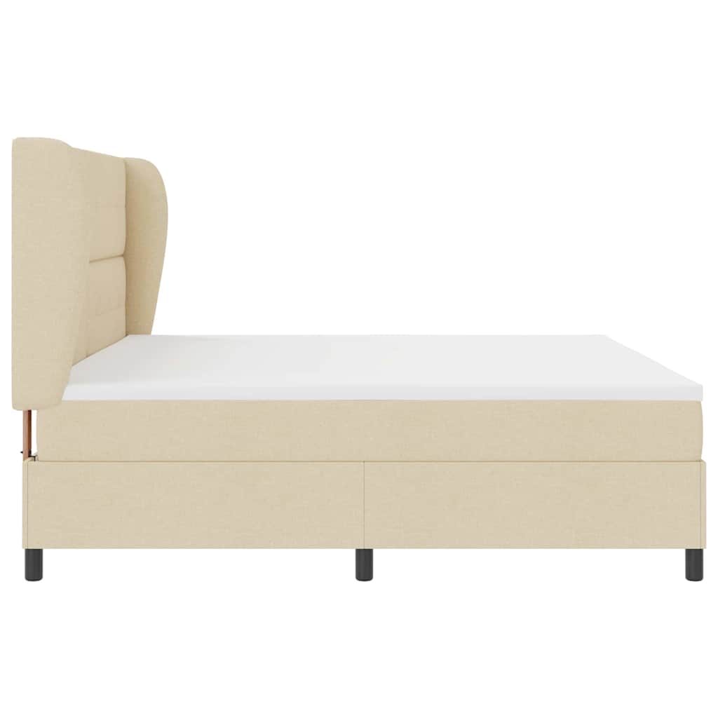 vidaXL Κρεβάτι με ελατήρια με κεφαλάρι Κρεμ 200 x 200 cm ύφασμα
