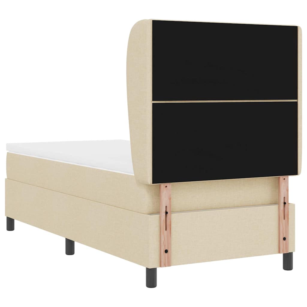vidaXL Κρεβάτι με ελατήρια με κεφαλάρι Κρεμ 90 x 190 cm ύφασμα