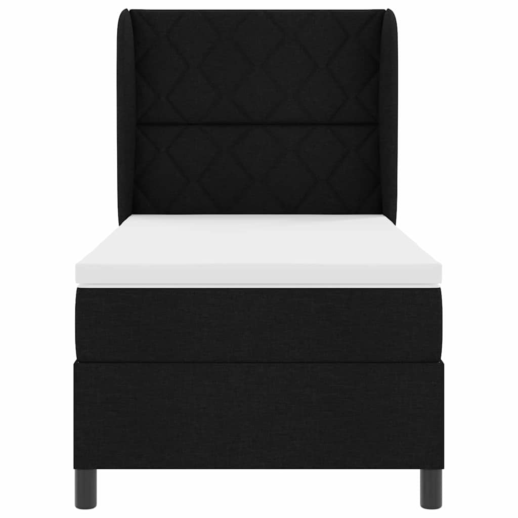 vidaXL Κρεβάτι με ελατήρια με κεφαλάρι Μαύρο 100 x 200 cm ύφασμα