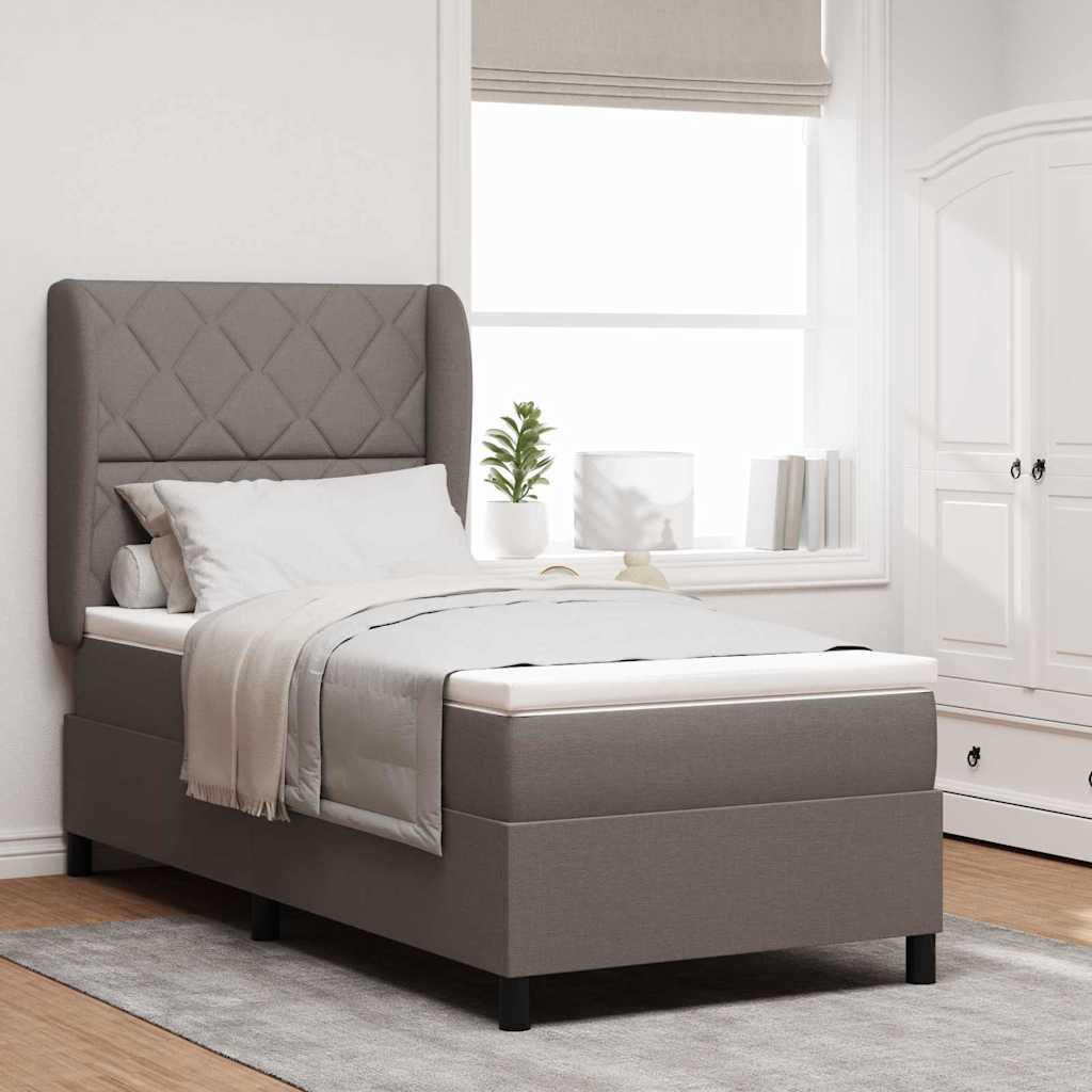 vidaXL Κρεβάτι με ελατήρια με κεφαλάρι Taupe 100 x 200 cm ύφασμα