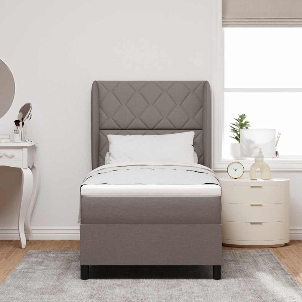 vidaXL Κρεβάτι με ελατήρια με κεφαλάρι Taupe 100 x 200 cm ύφασμα