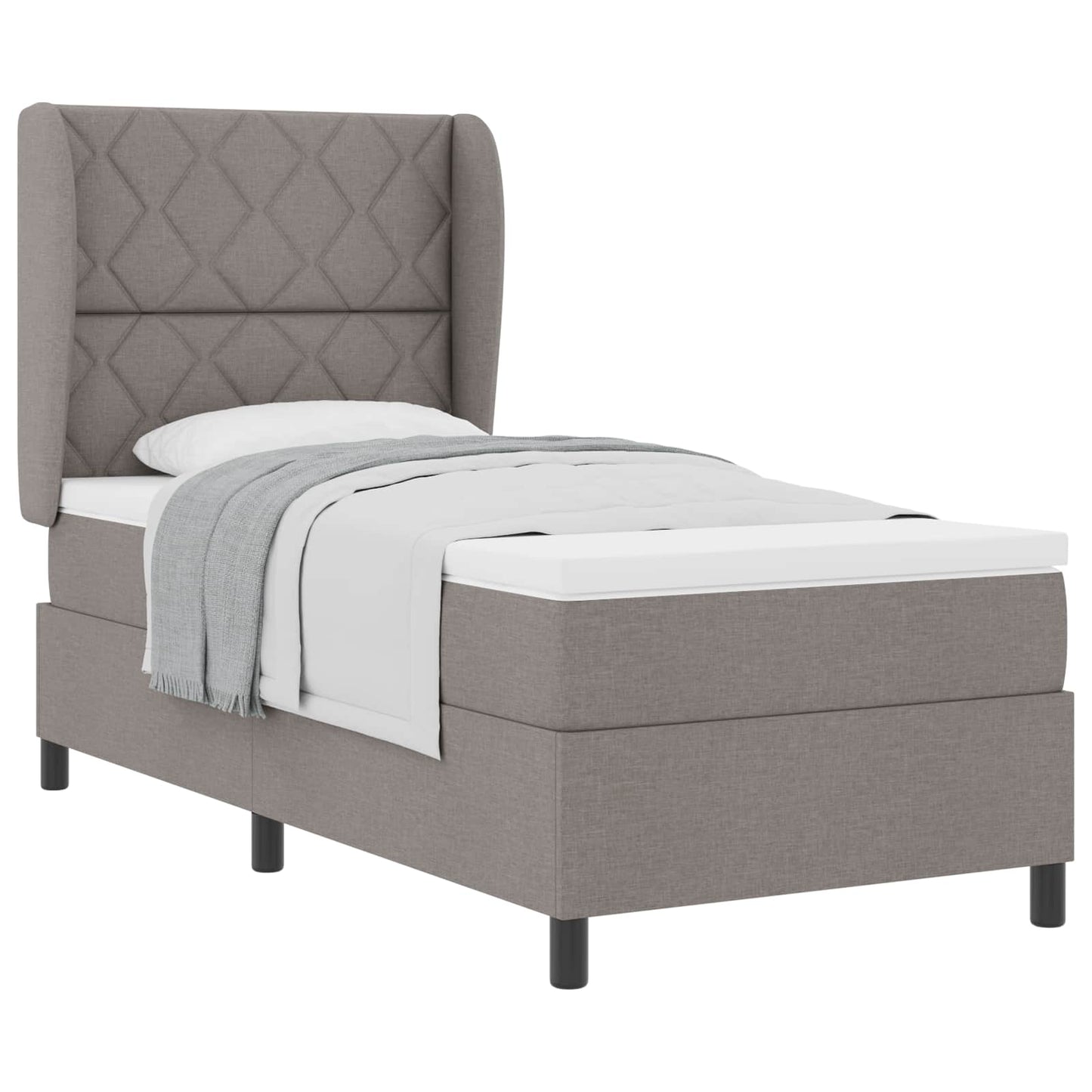 vidaXL Κρεβάτι με ελατήρια με κεφαλάρι Taupe 100 x 200 cm ύφασμα