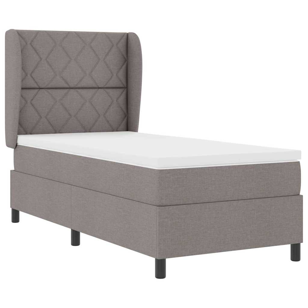 vidaXL Κρεβάτι με ελατήρια με κεφαλάρι Taupe 100 x 200 cm ύφασμα