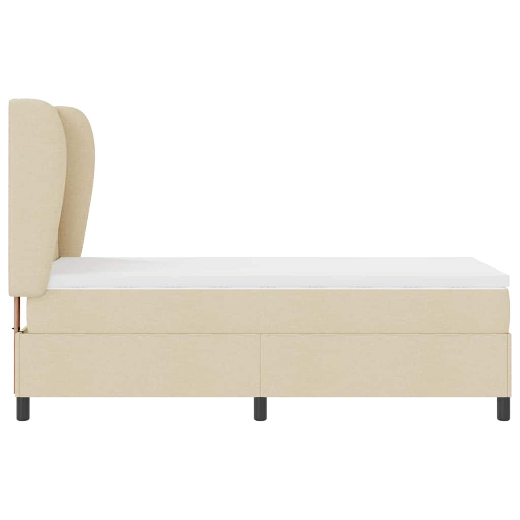 vidaXL Κρεβάτι με ελατήρια με κεφαλάρι Κρεμ 100 x 200 cm ύφασμα