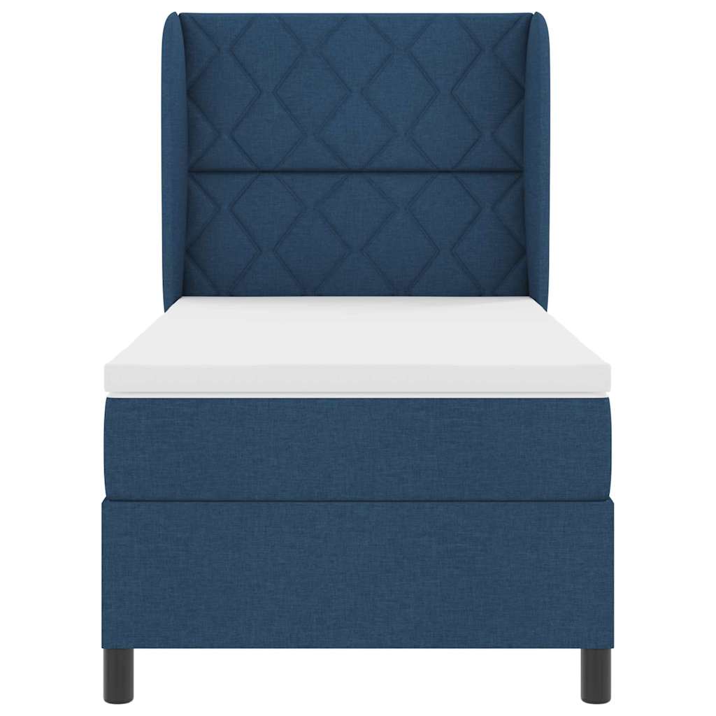 vidaXL Κρεβάτι με ελατήρια με κεφαλάρι Μπλε 100 x 200 cm ύφασμα