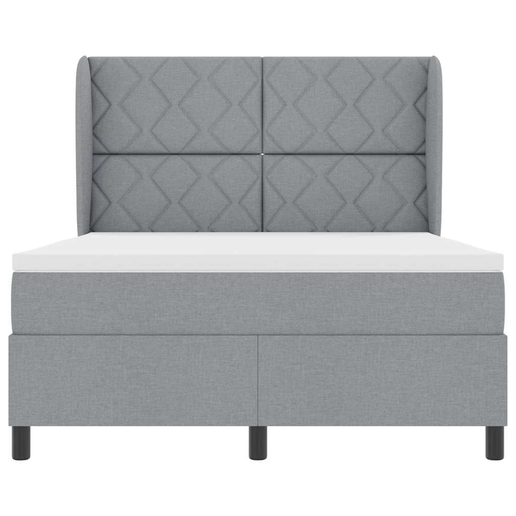 vidaXL Κρεβάτι με ελατήρια Ανοιχτό γκρι 140 x 190 cm ύφασμα