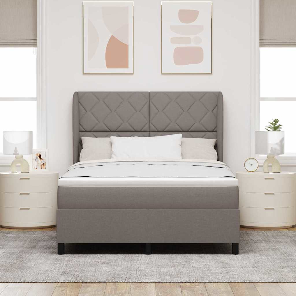 vidaXL Κρεβάτι με ελατήρια με κεφαλάρι Taupe 140 x 190 cm ύφασμα