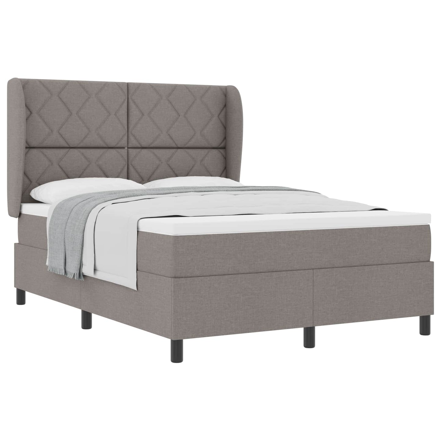 vidaXL Κρεβάτι με ελατήρια με κεφαλάρι Taupe 140 x 190 cm ύφασμα