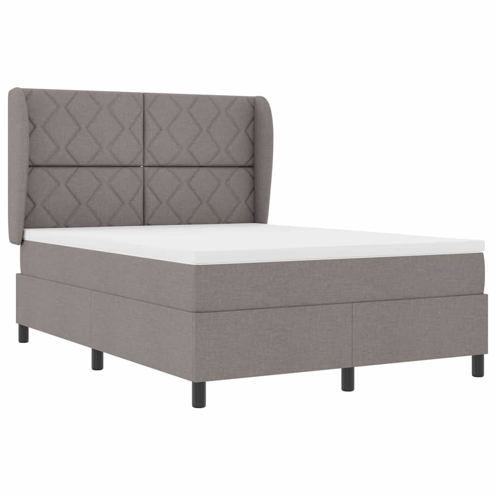 vidaXL Κρεβάτι με ελατήρια με κεφαλάρι Taupe 140 x 190 cm ύφασμα