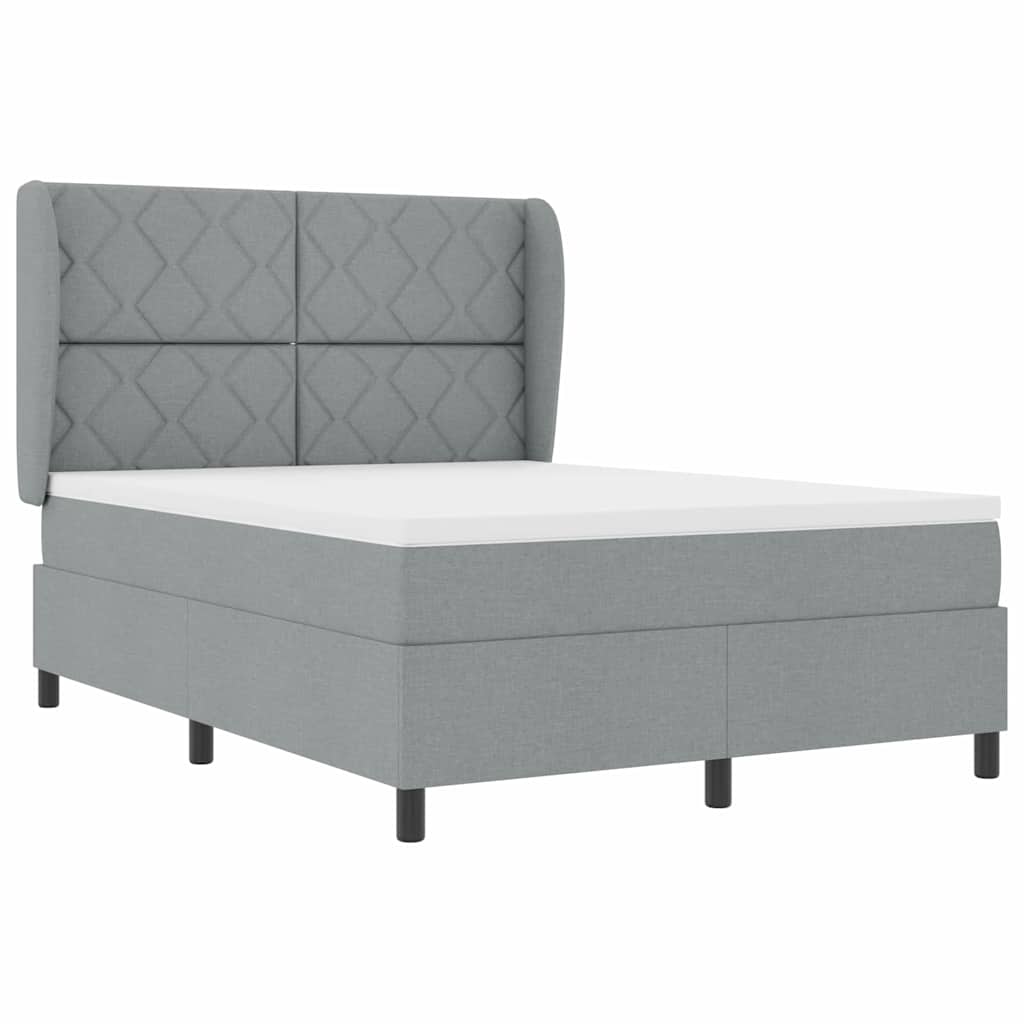 vidaXL Κρεβάτι με ελατήρια Ανοιχτό γκρι 140 x 200 cm ύφασμα