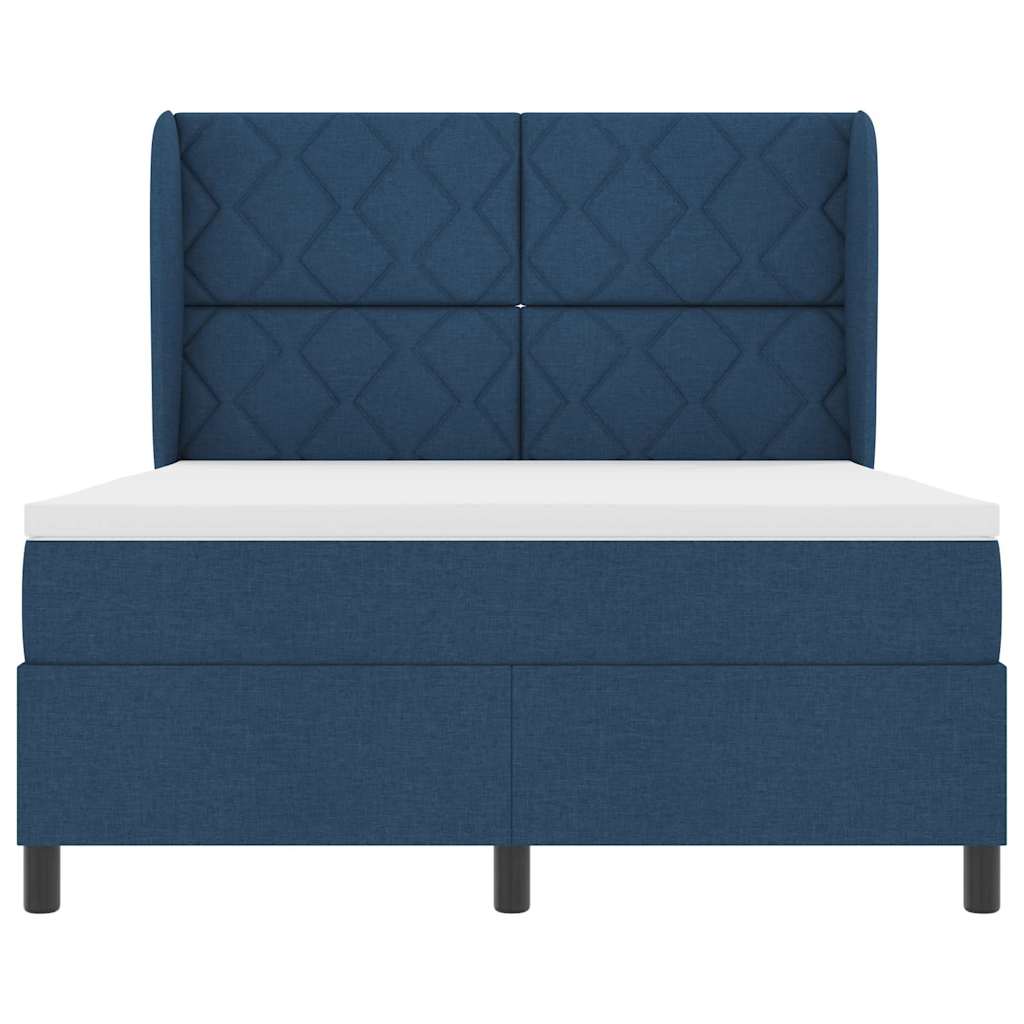 vidaXL Κρεβάτι με ελατήρια με κεφαλάρι Μπλε 140 x 200 cm ύφασμα