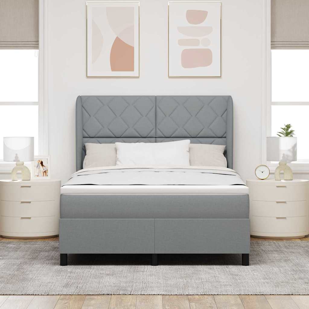 vidaXL Κρεβάτι με ελατήρια Ανοιχτό γκρι 160 x 200 cm ύφασμα