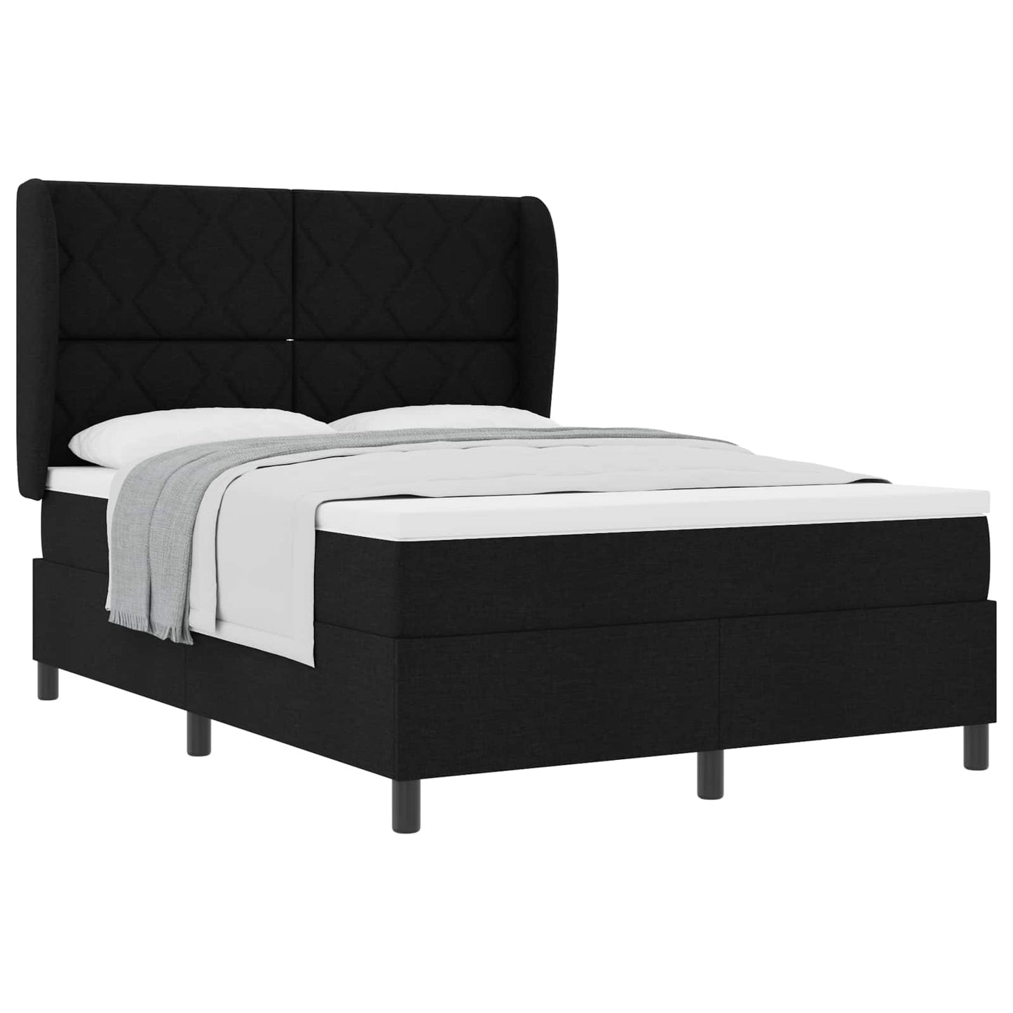 vidaXL Κρεβάτι με ελατήρια με κεφαλάρι Μαύρο 160 x 200 cm ύφασμα