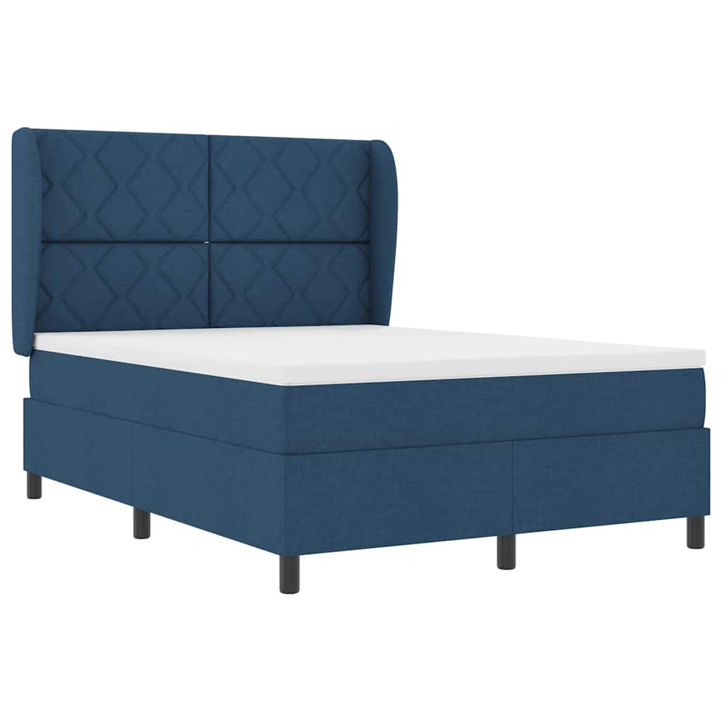 vidaXL Κρεβάτι με ελατήρια με κεφαλάρι Μπλε 160 x 200 cm ύφασμα