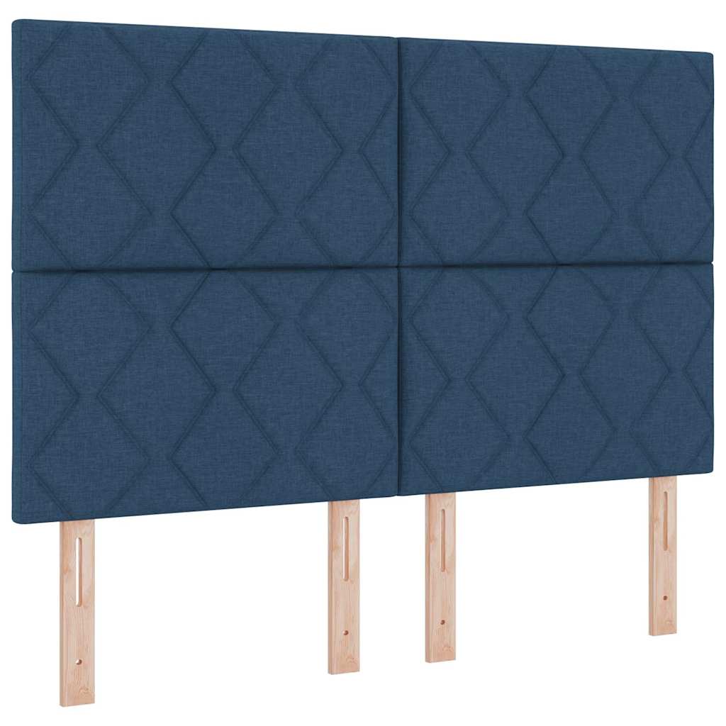vidaXL Κρεβάτι με ελατήρια με κεφαλάρι Μπλε 160 x 200 cm ύφασμα