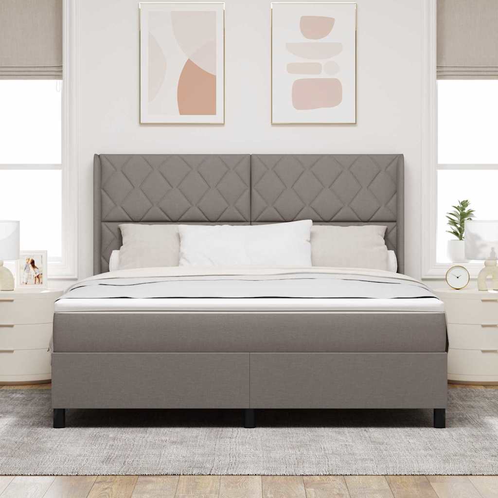 vidaXL Κρεβάτι με ελατήρια με κεφαλάρι Taupe 180 x 200 cm ύφασμα