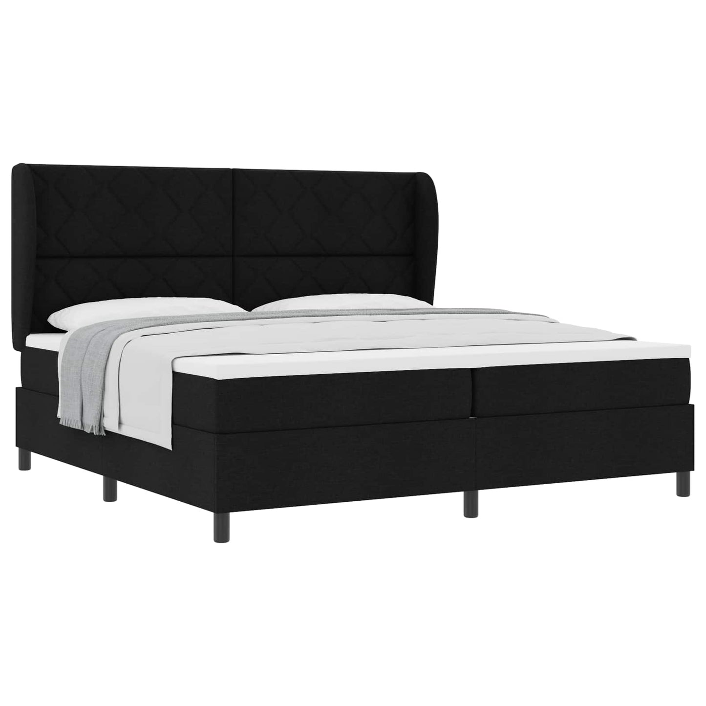 vidaXL Κρεβάτι με ελατήρια με κεφαλάρι Μαύρο 200 x 200 cm ύφασμα