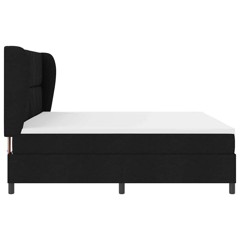 vidaXL Κρεβάτι με ελατήρια με κεφαλάρι Μαύρο 200 x 200 cm ύφασμα