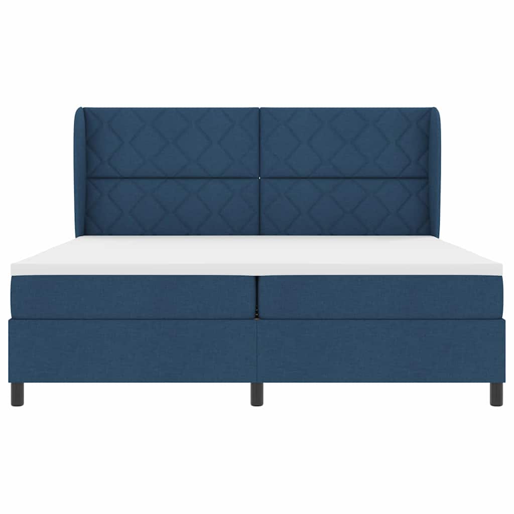 vidaXL Κρεβάτι με ελατήρια με κεφαλάρι Μπλε 200 x 200 cm ύφασμα