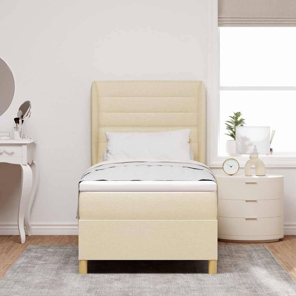 vidaXL Κρεβάτι με ελατήρια με στρώμα Κρεμ 200 x 100 cm ύφασμα