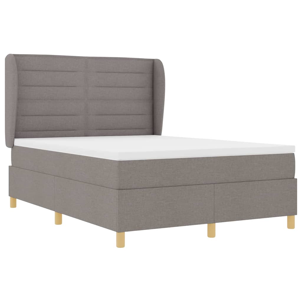 vidaXL Κρεβάτι με ελατήρια με στρώμα Taupe 190 x 140 εκατοστά ύφασμα