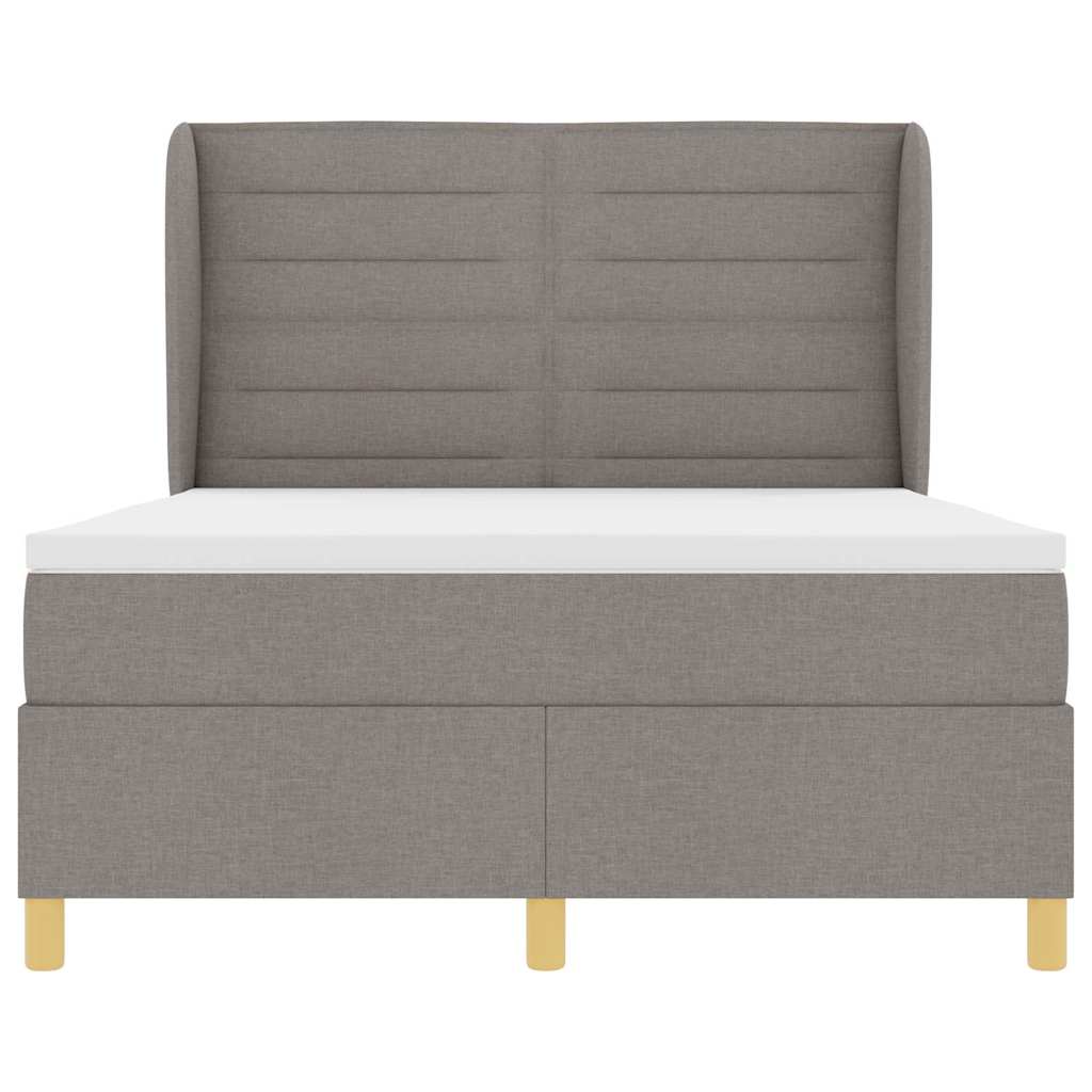 vidaXL Κρεβάτι με ελατήρια με στρώμα Taupe 190 x 140 εκατοστά ύφασμα