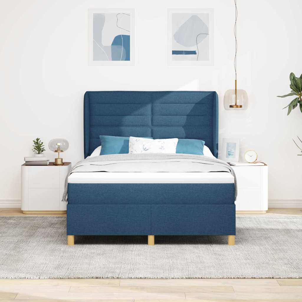 vidaXL Κρεβάτι με ελατήρια με στρώμα Μπλε 200 x 140 cm ύφασμα