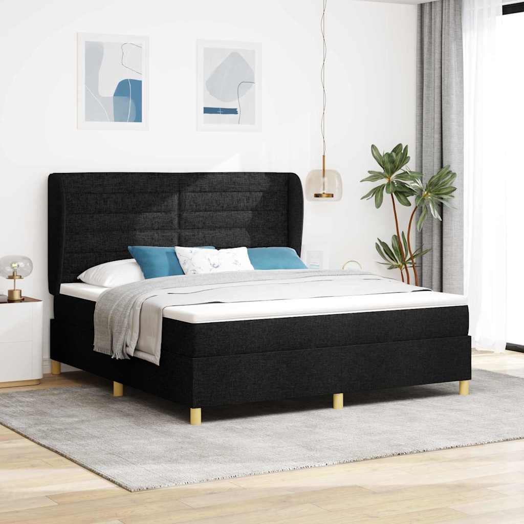 vidaXL Κρεβάτι με ελατήρια με στρώμα Μαύρο 200 x 180 cm ύφασμα