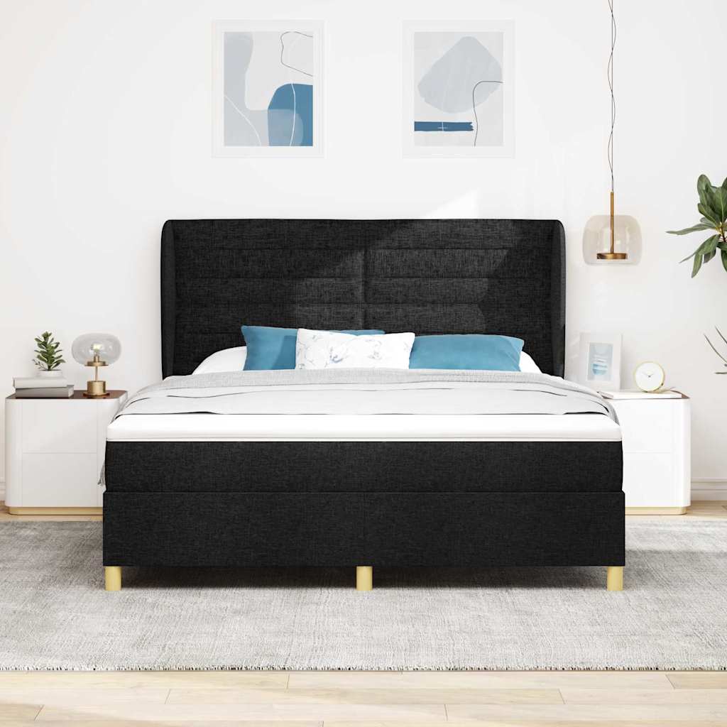 vidaXL Κρεβάτι με ελατήρια με στρώμα Μαύρο 200 x 180 cm ύφασμα