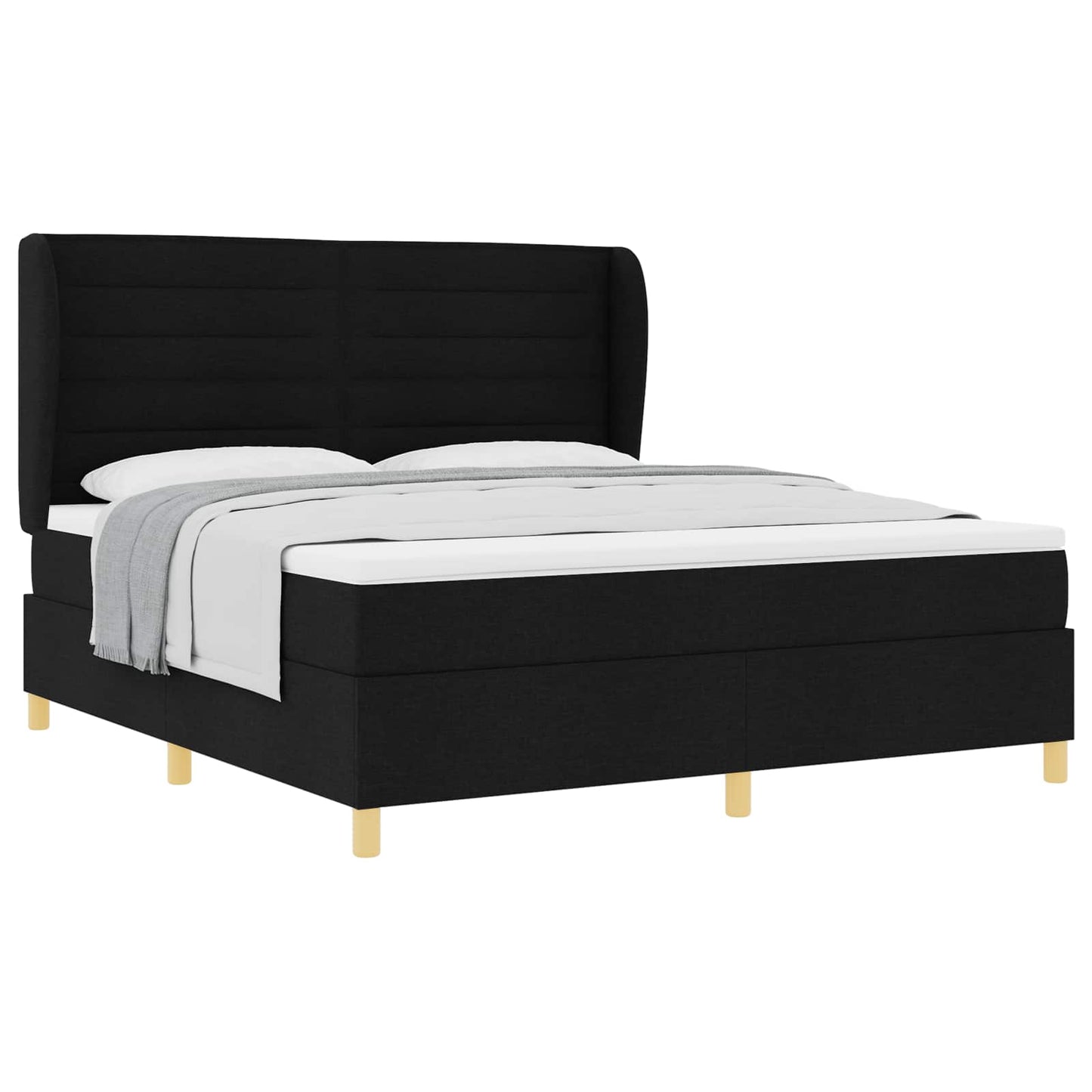 vidaXL Κρεβάτι με ελατήρια με στρώμα Μαύρο 200 x 180 cm ύφασμα