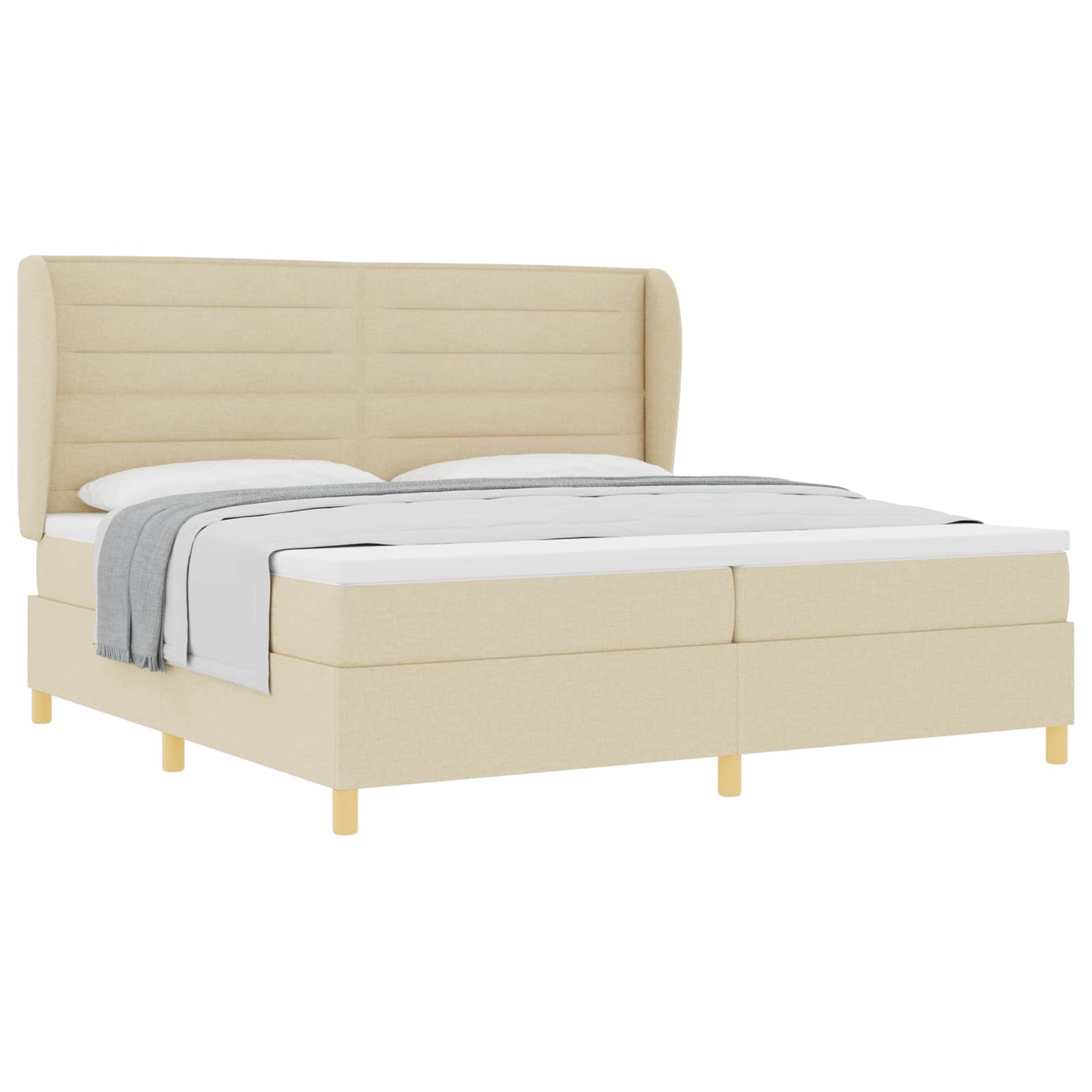 vidaXL Κρεβάτι με ελατήρια με στρώμα Κρεμ 200 x 200 cm ύφασμα