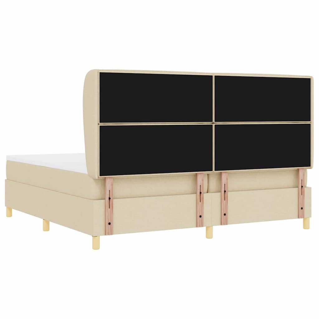 vidaXL Κρεβάτι με ελατήρια με στρώμα Κρεμ 200 x 200 cm ύφασμα