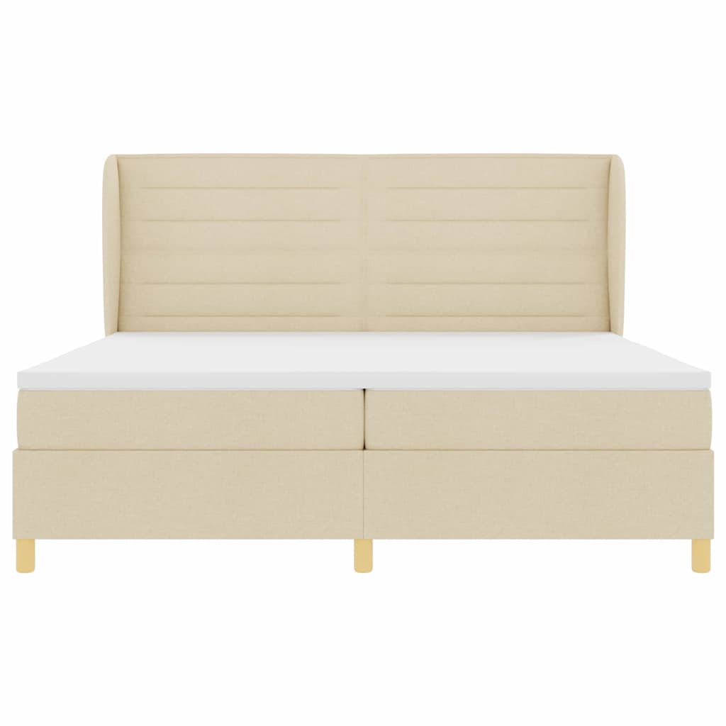 vidaXL Κρεβάτι με ελατήρια με στρώμα Κρεμ 200 x 200 cm ύφασμα