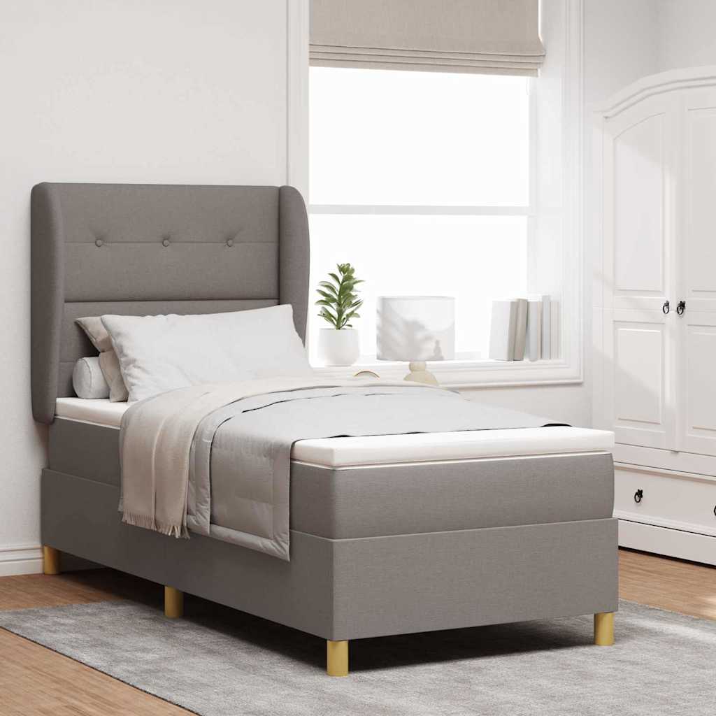 vidaXL Κρεβάτι με ελατήρια με κεφαλάρι Taupe 190 x 90 cm ύφασμα