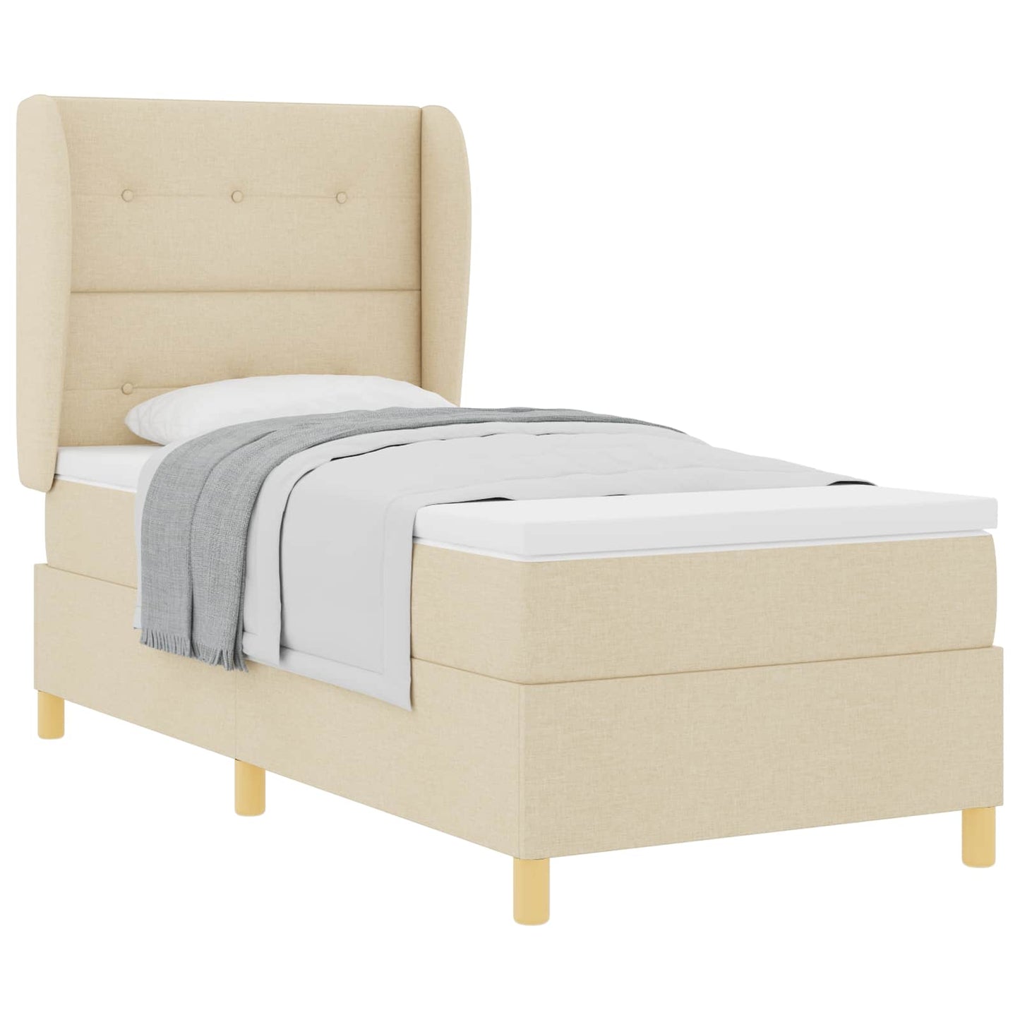 vidaXL Κρεβάτι με ελατήρια με στρώμα Κρεμ 190 x 90 cm ύφασμα