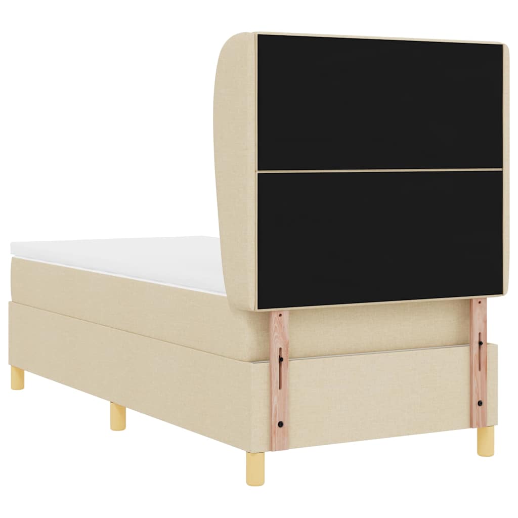 vidaXL Κρεβάτι με ελατήρια με στρώμα Κρεμ 190 x 90 cm ύφασμα