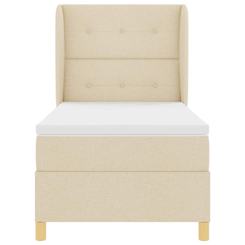 vidaXL Κρεβάτι με ελατήρια με στρώμα Κρεμ 190 x 90 cm ύφασμα
