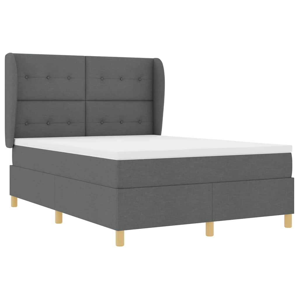 vidaXL Κρεβάτι με ελατήρια Σκούρο Γκρι 190 x 140 εκατοστά ύφασμα