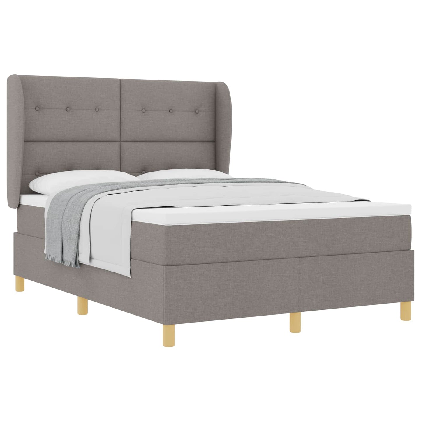 vidaXL Κρεβάτι με ελατήρια με κεφαλάρι Taupe 190 x 140 εκατοστά ύφασμα