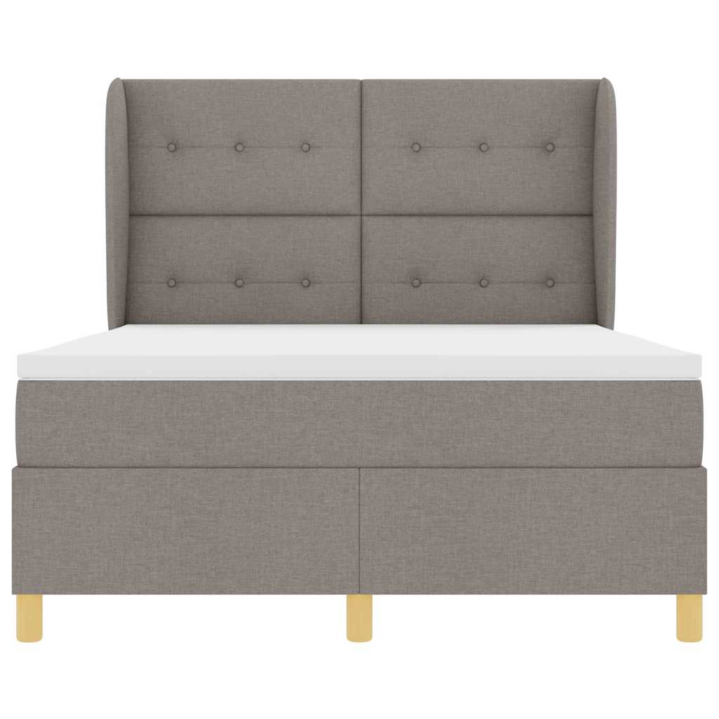 vidaXL Κρεβάτι με ελατήρια με κεφαλάρι Taupe 190 x 140 εκατοστά ύφασμα