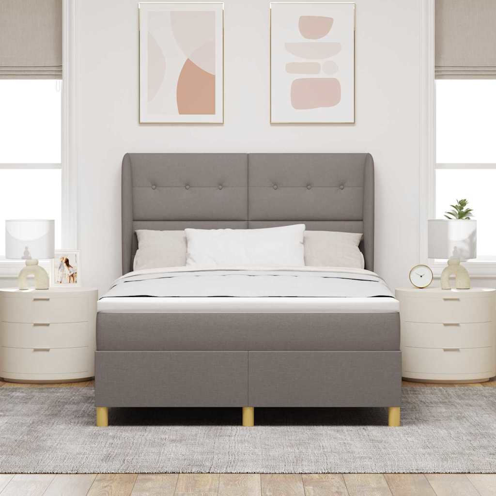 vidaXL Κρεβάτι με ελατήρια με κεφαλάρι Taupe 200 x 140 cm ύφασμα