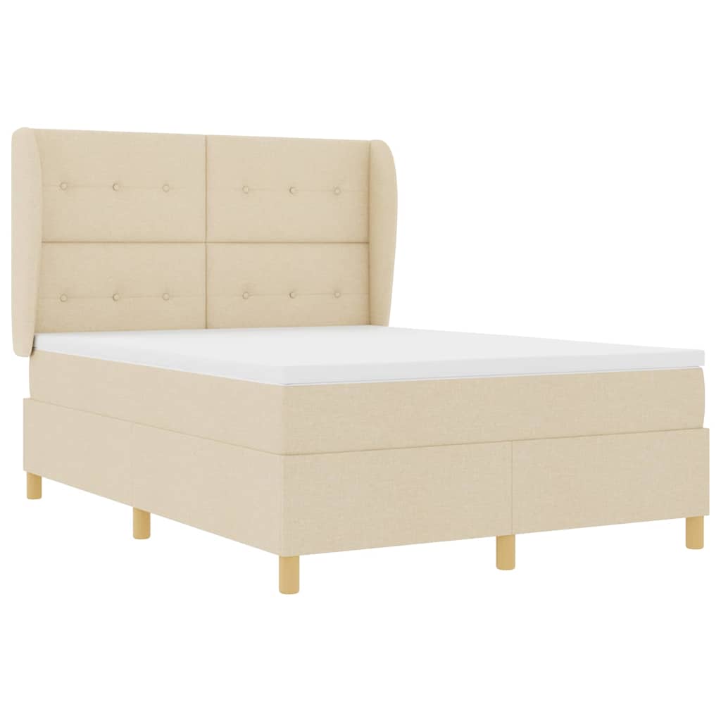vidaXL Κρεβάτι με ελατήρια με κεφαλάρι Κρεμ 200 x 140 cm ύφασμα