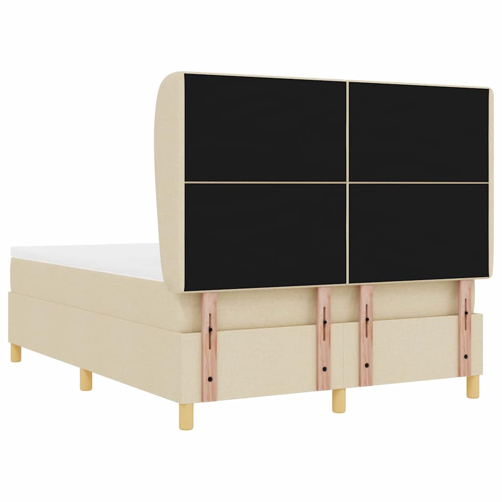 vidaXL Κρεβάτι με ελατήρια με κεφαλάρι Κρεμ 200 x 140 cm ύφασμα