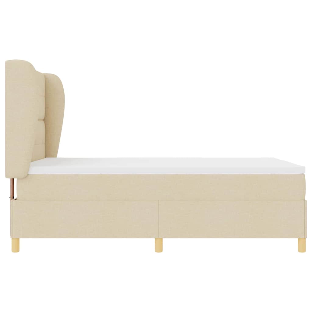 vidaXL Κρεβάτι με ελατήρια με κεφαλάρι Κρεμ 200 x 140 cm ύφασμα