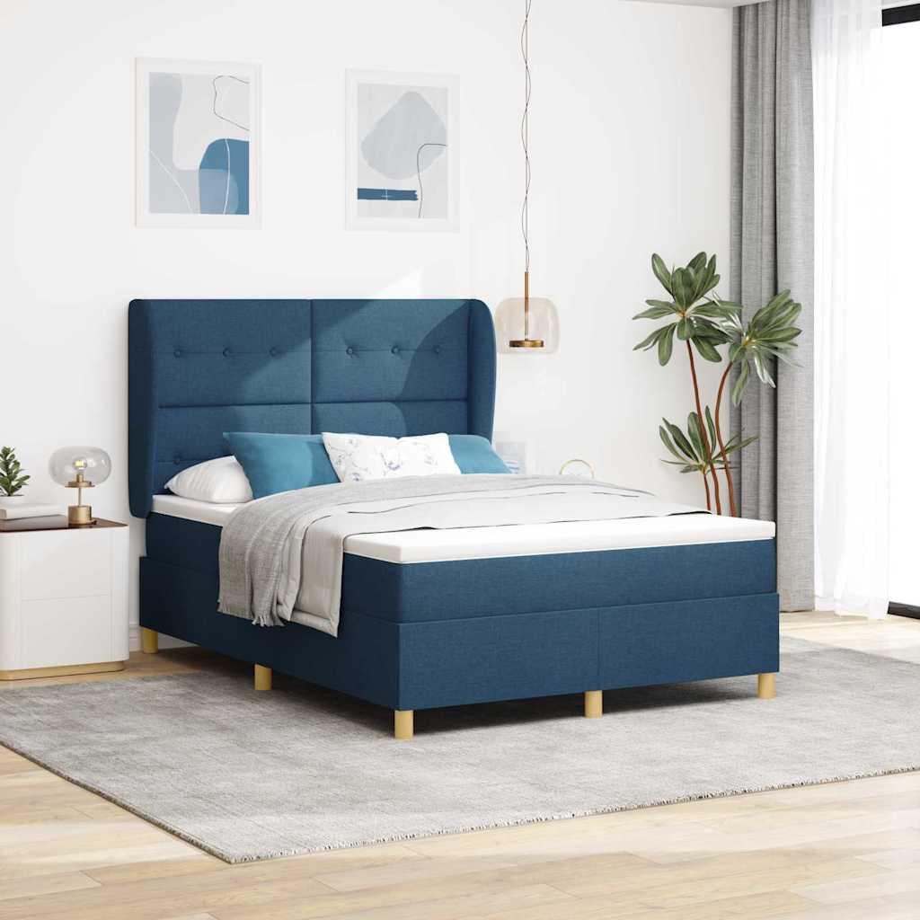 vidaXL Κρεβάτι με ελατήρια με κεφαλάρι Μπλε 200 x 140 cm ύφασμα