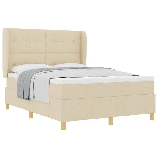 vidaXL Κρεβάτι με ελατήρια με κεφαλάρι Κρεμ 200 x 160 εκατοστά ύφασμα