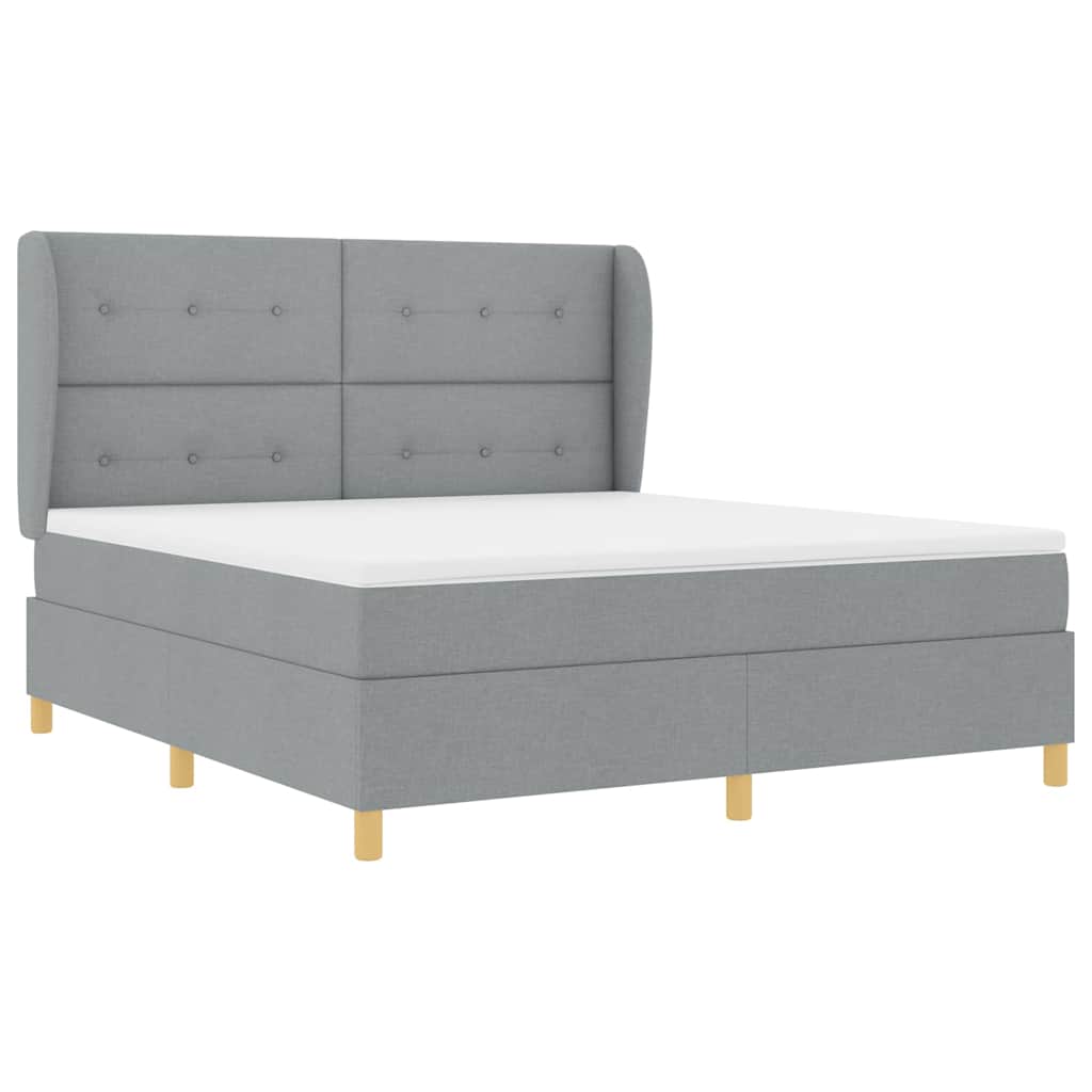 vidaXL Κρεβάτι με ελατήρια Ανοιχτό γκρι 200 x 180 cm ύφασμα
